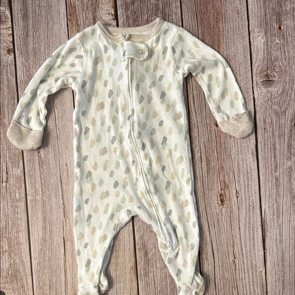 Cloud Island Cream and Gray Footies One Piece